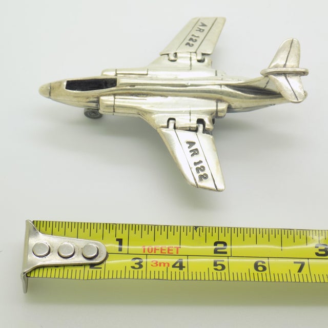 Vintage Italian Sterling Silver 925 McDonnell Douglas F-4 Phantom II Airplane with Folding Wings, Arezzo, 1980s For Sale - Image 14 of 15