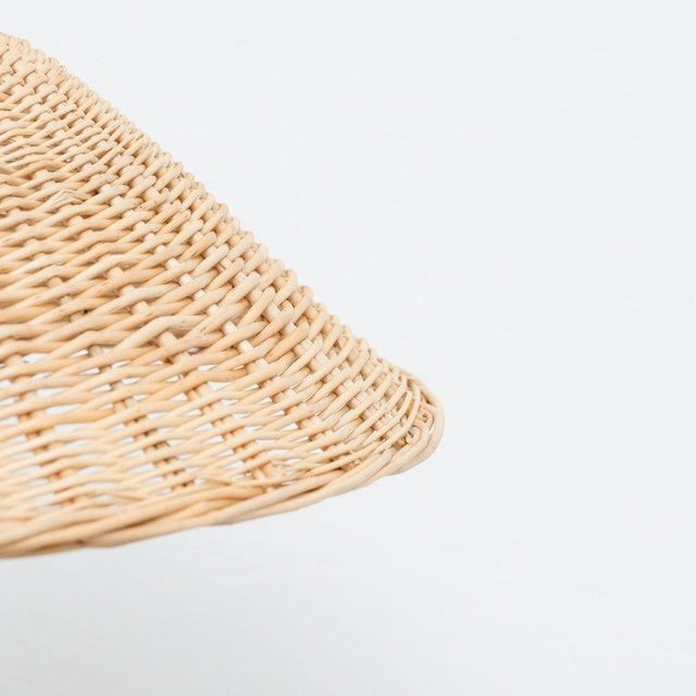 Vintage French Rattan Ceiling Lamp, 1960s For Sale - Image 4 of 10