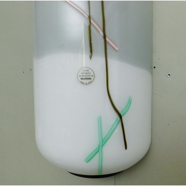 1960s 20th Century Frosted White Murano Sconces - a Pair For Sale - Image 5 of 10