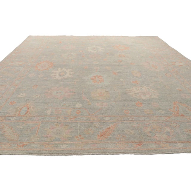 Contemporary Vintage Pastel Modern Oushak Rug - 8'10 X 12'00 For Sale - Image 3 of 9