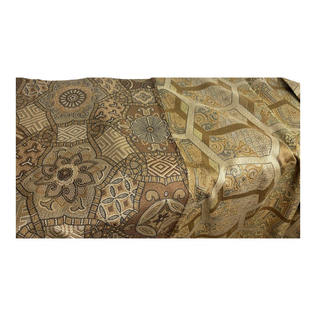 Clarence House Gold Viscose & Cotton Brocade- Two 1/2 Panels Sewn Together For Sale