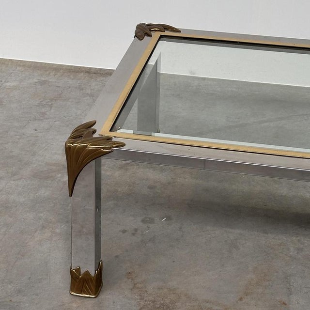 Vintage Chrome and Brass Coffee Table with Sculptural Leaf Details, 1970s For Sale - Image 10 of 13
