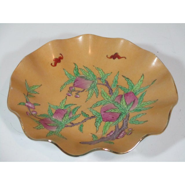 Ceramic Vintage Asian Yellow Pomegranate Ruffled Bowl For Sale - Image 7 of 7