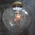 Large Vintage Clear Glass and Brass Globe Pendant Light For Sale - Image 4 of 7