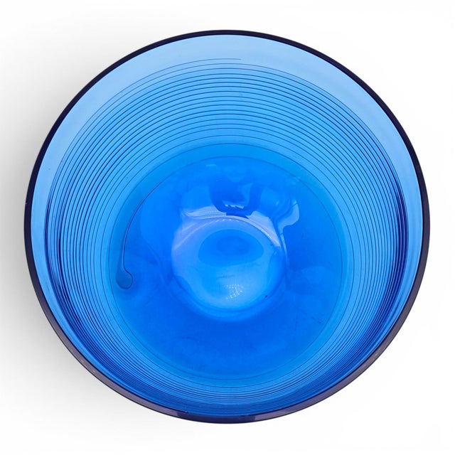 Villeroy & Boch Conga White Swirl Cobalt Crystal Centerpiece Bowl 8.75" For Sale - Image 11 of 12