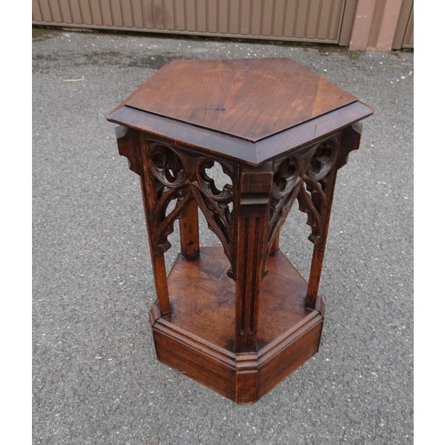 Antique Oak Gothic Pedestal, 1890s For Sale - Image 17 of 18