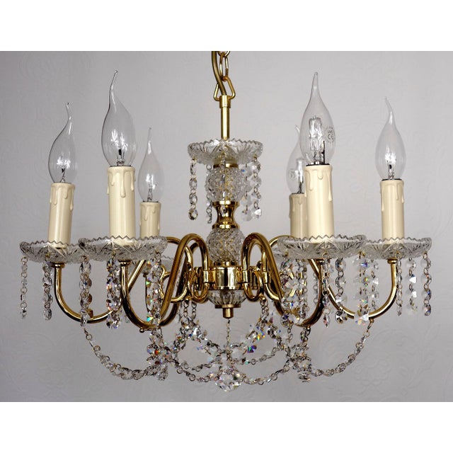 Vintage Brass and Frosted Glass Chandelier from Palwa, 1970s For Sale - Image 6 of 11