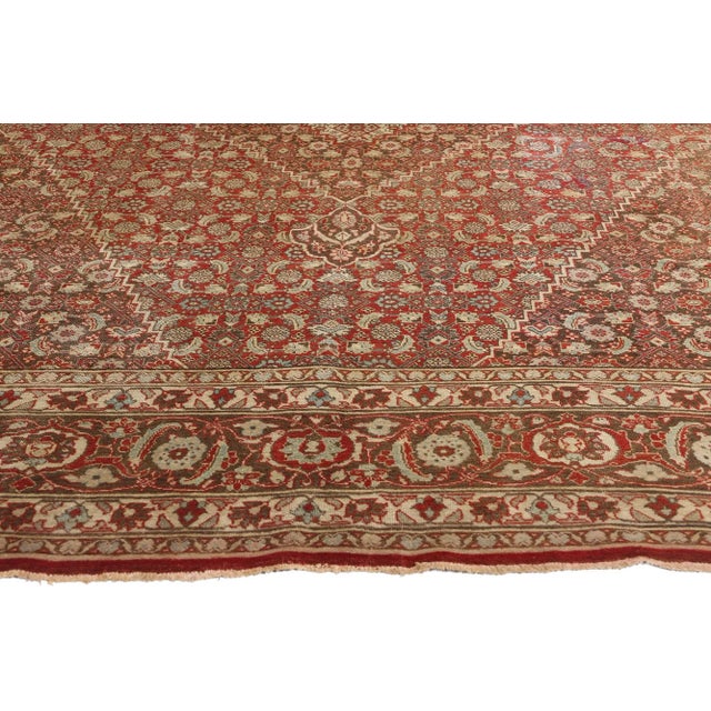 Antique Persian Mahi Tabriz Rug - 09'00 X 12'03 For Sale - Image 4 of 9