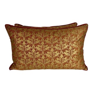 Pair of Richeleau Patterned Fortuny Rust & Gold Pillows For Sale