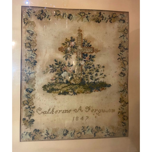 Up for sale is a rare antique 19th century handmade needlepoint memorial sampler. The sampler is done with elaborate...