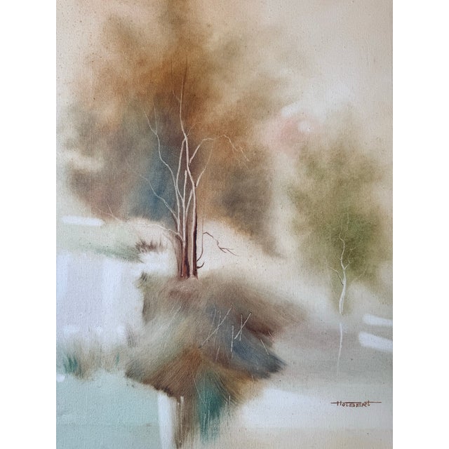 1970s 1970s Vintage Impressionist at Tree Landscape Oil Painting by Holbert For Sale - Image 5 of 12