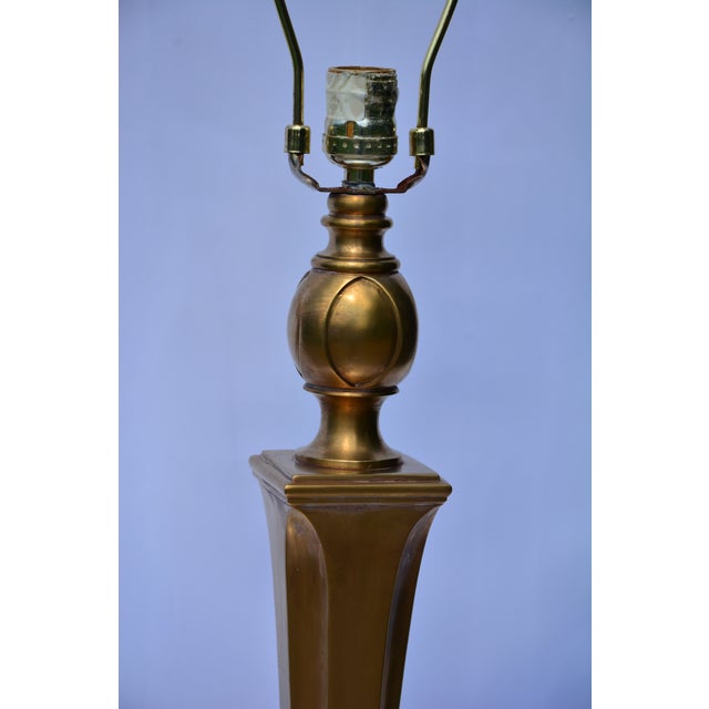 1950s Set of 4 Vintage Column Brass Table Lamps For Sale - Image 5 of 10