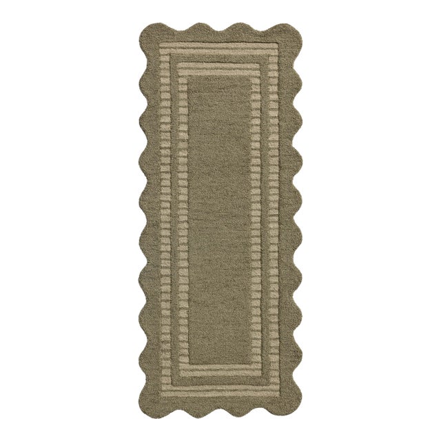 Chris Loves Julia x Loloi Scottie Olive / Pebble 2'-6" x 9'-9" Runner Rug For Sale
