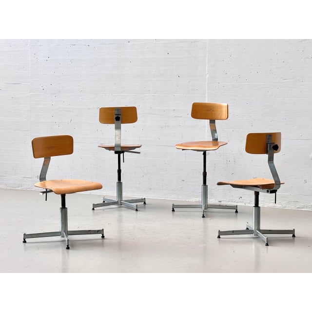 Vintage Industrial Work Chairs in Wood & Metal, 1964 For Sale - Image 13 of 15