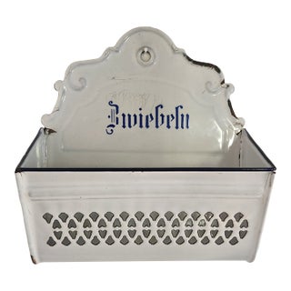 Vintage German Enamelware Onion Container For Sale