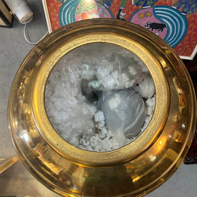 Gold 49" Gold Finished Vase Urn With Matching Base For Sale - Image 8 of 11