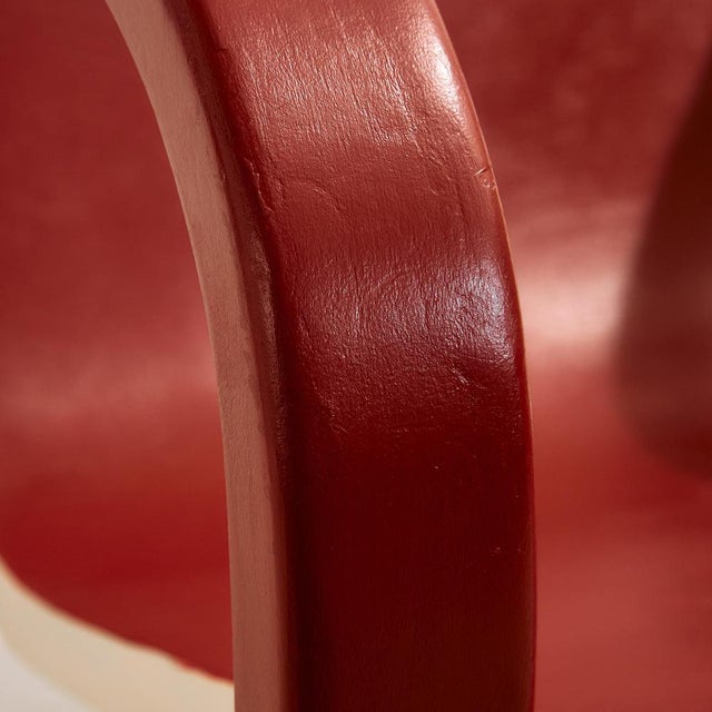 Red Vintage Beech Armchair, 1940s For Sale - Image 8 of 18