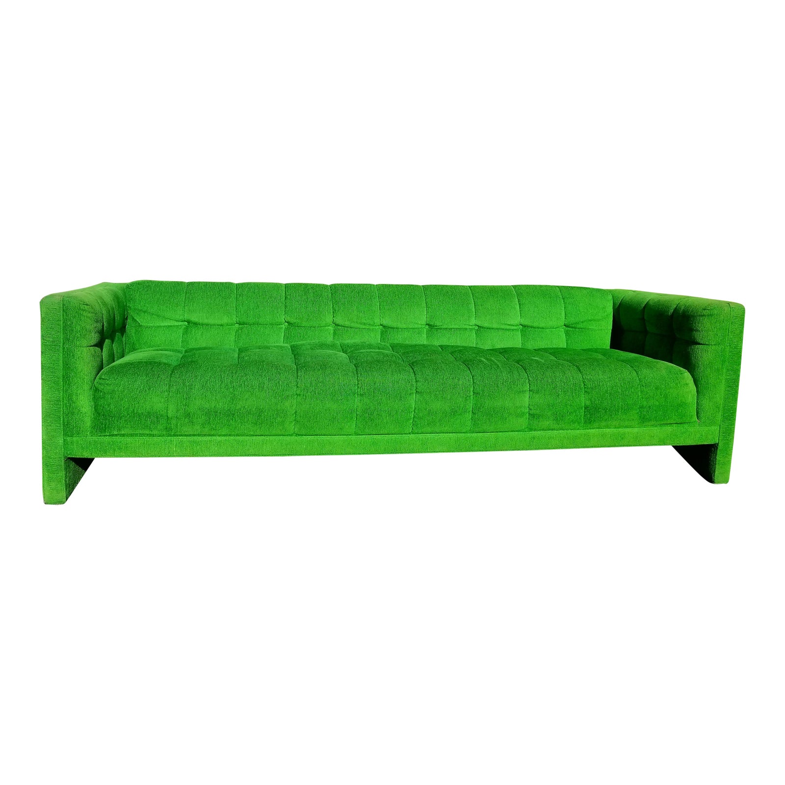 Vintage Mod Retro MidCentury Modern Kelly Green Velvet Sofa Chairish