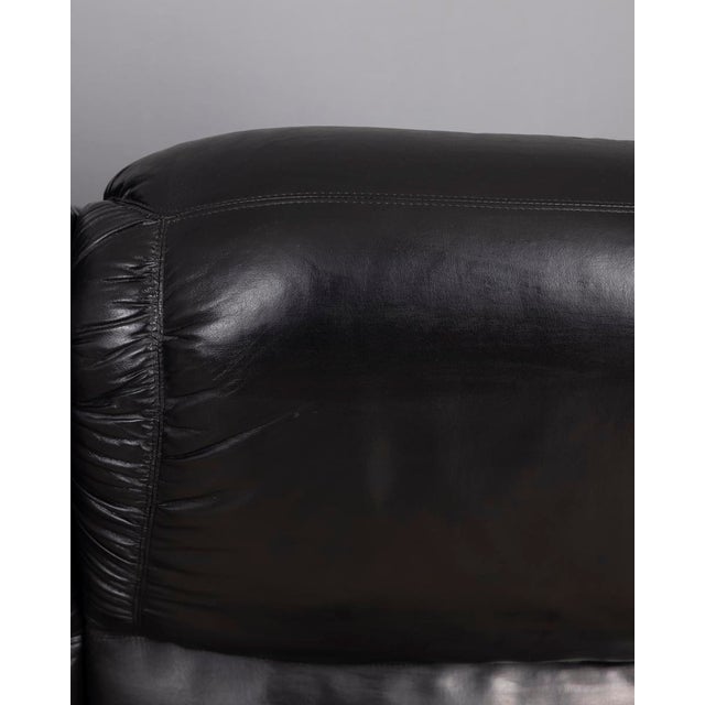 Vintage Italian Three-Seater Sofa in Black Leather, 1970s For Sale - Image 16 of 18