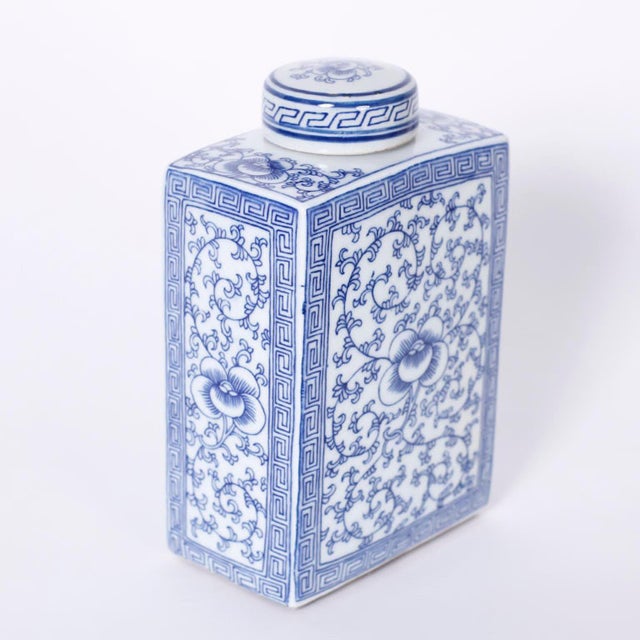 Pair of Blue and White Porcelain Tea Caddies For Sale - Image 4 of 8
