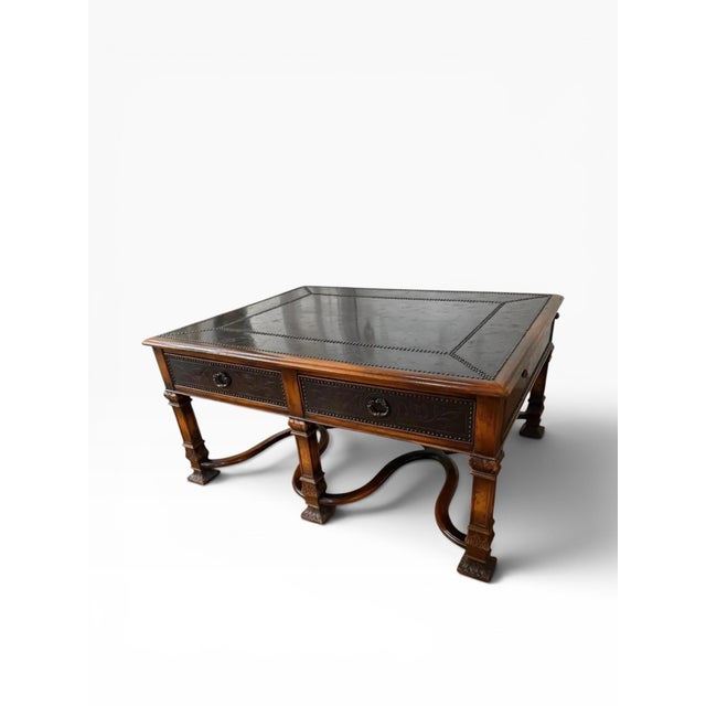2010s Theodore Alexander Armoury Collection Etched Brass Cocktail Table For Sale In Boston - Image 6 of 14