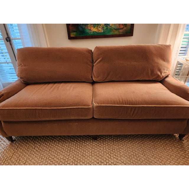 Wood Pair of William Alan Custom Mohair Sofas Manufactured in HighPoint Nc For Sale - Image 7 of 12
