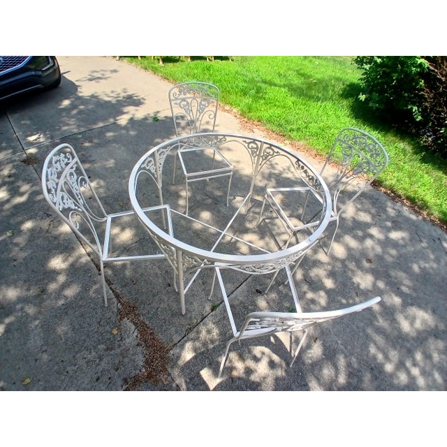 Metal Vintage Wrought Iron 5 Piece Patio Set For Sale - Image 7 of 13