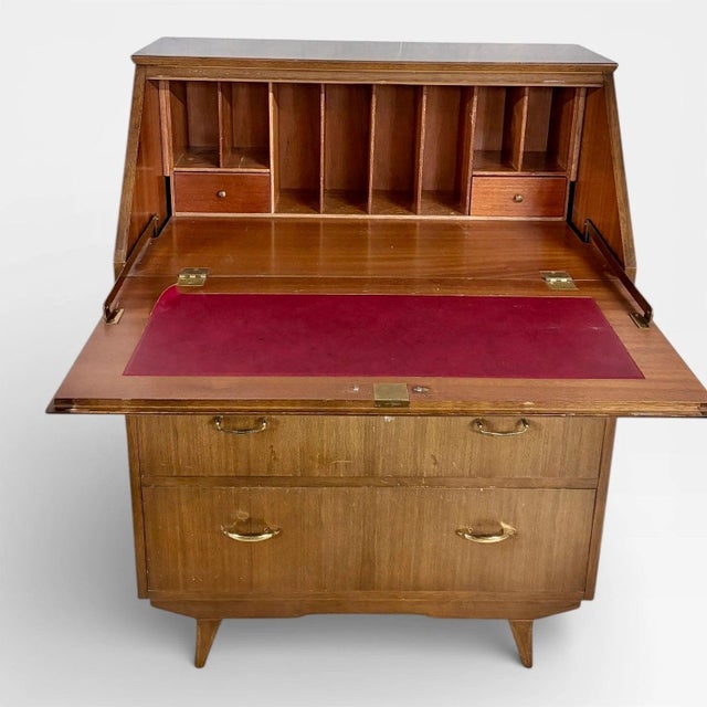 Mid-Century Sutcliffe of Todmorden Walnut Bureau Writing Desk, 1960s For Sale - Image 9 of 11