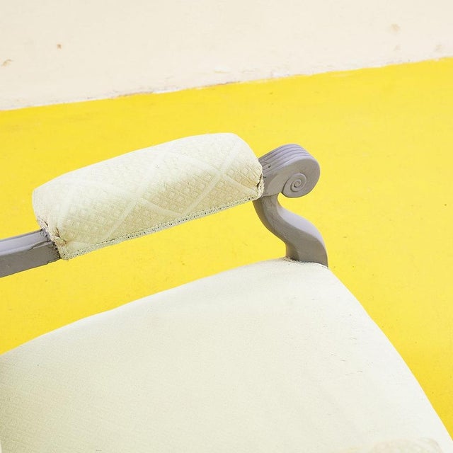 Vintage Armchair with Light Fabric For Sale - Image 5 of 11