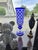 Large Cobalt Blue Cut Crystal Vase from Les Grands Ducs, 1980s For Sale - Image 9 of 12