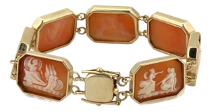 Shell Cameo 14k Rose Gold Carved Octagon Link Bracelet