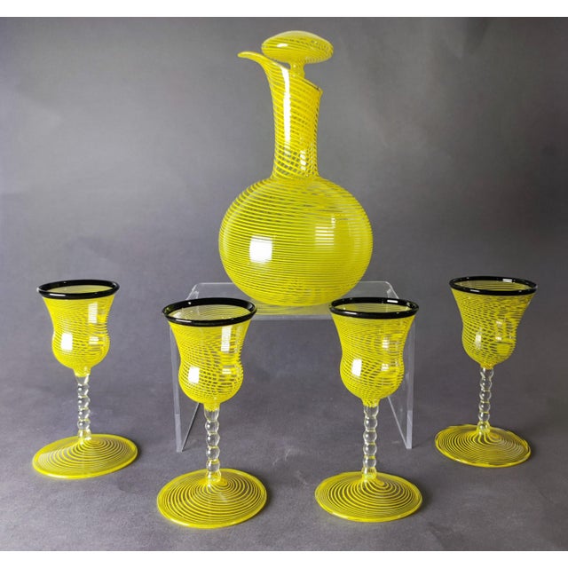 Vintage Art Deco Liqueur Glasses and Carafe from Lauscha, 1920s, Set of 5 For Sale - Image 12 of 12