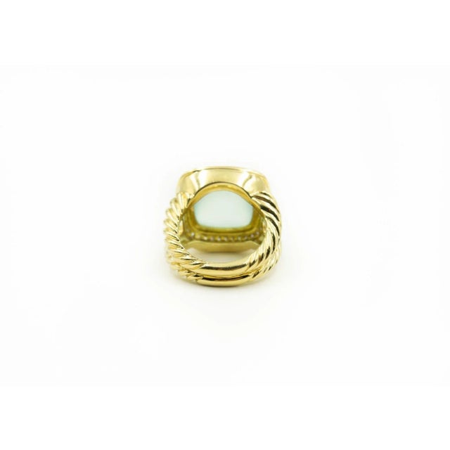 David Yurman Large Aqua Chalcedony Diamond Albion Gold Cocktail Ring size 4.5 For Sale - Image 4 of 6