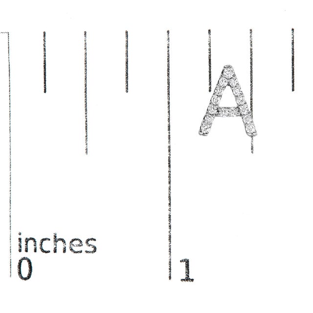 Contemporary 10K White Gold 1/10 Cttw Diamond Initial “A” Stud Earring For Sale - Image 3 of 3