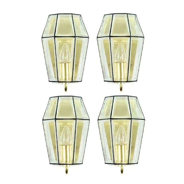 Black Mid-Century Modern Glass and Brass Wall Lamps from Limburg, Germany, 1960s, Set of 4 For Sale - Image 8 of 8