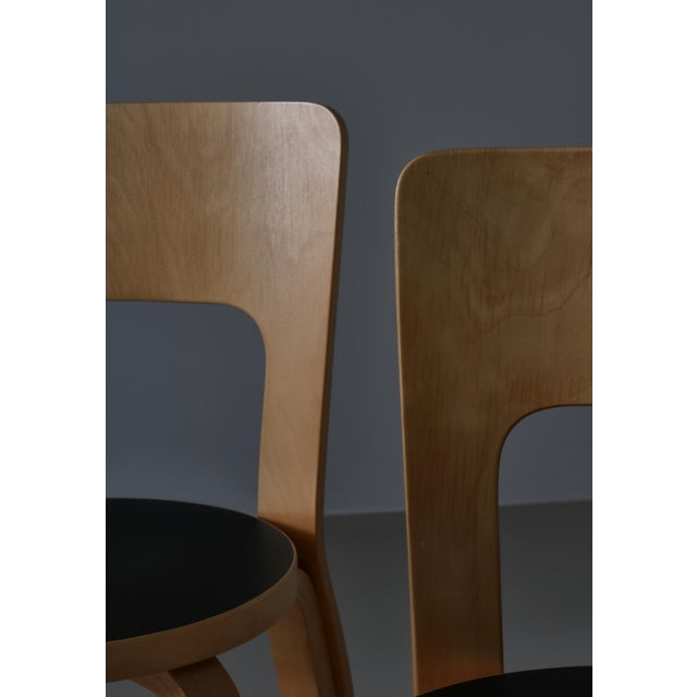 Vintage Model 66 Chairs in Laminated Birch by Alvar Aalto for Artek, 1960s, Set of 4 For Sale - Image 9 of 17