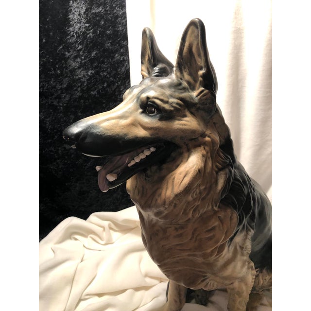 Mid 20th Century Life Size Lifelike Ceramic Shepherd Dog For Sale - Image 10 of 12