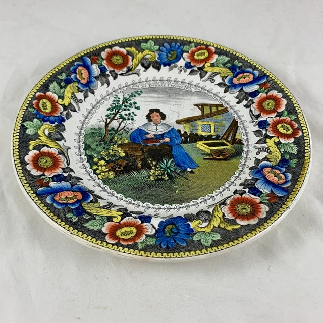 Early 19th Century Creil Polychrome Transferware Polychrome Plate – Les Bonnes Cerises, Circa 1830 For Sale - Image 5 of 11