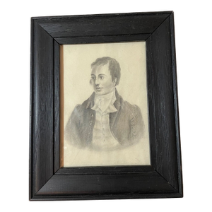 Antique Original 1800's Robert Burns Poet Pencil Drawing Mini Portrait Sketch