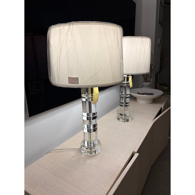 Ralph Lauren Farrah Crystal Column Table Lamps - A Pair For Sale - Image 15 of 15