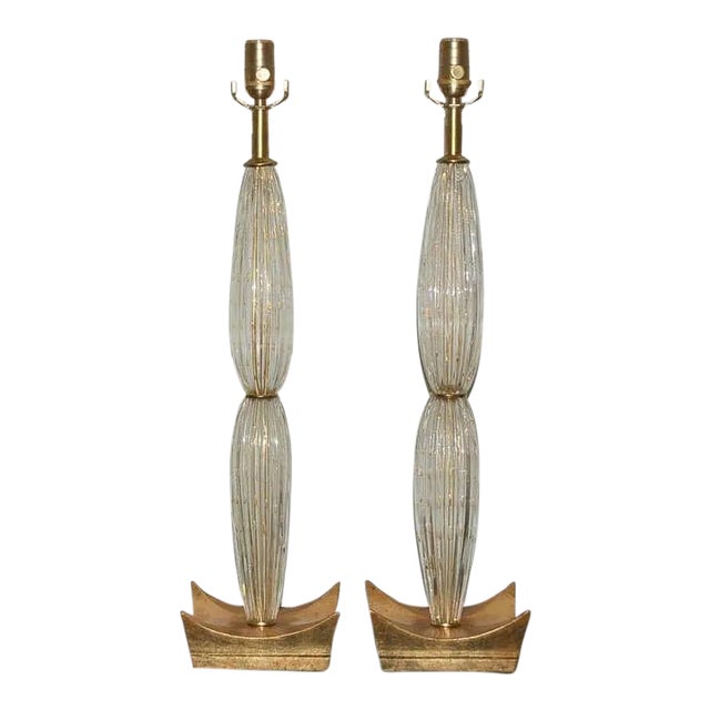 Murano Glass Table Lamps With Bubbles For Sale - Image 11 of 11