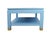 Blue Karl Springer Style Modern Light Blue Linen-Raffia Coffee Table. With Four Brass Sabot For Sale - Image 8 of 10