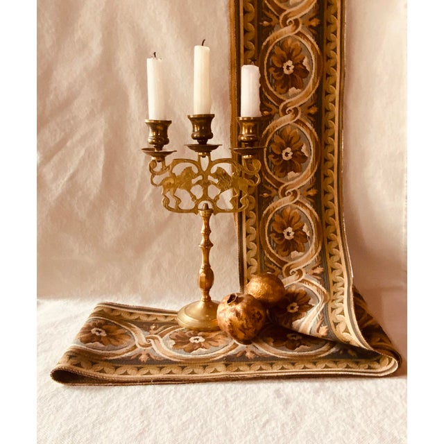 Bronze Scalamandré Woven Tapestry Border Remnant | Tobacco Amber Sage | 7"w × 104"l For Sale - Image 8 of 13