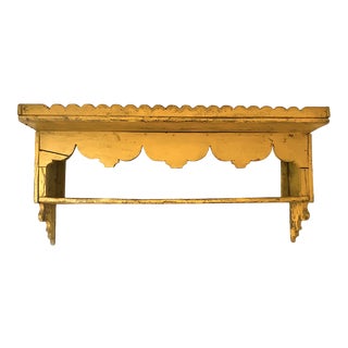 Vintage Farmhouse Yellow Wooden Shelf For Sale