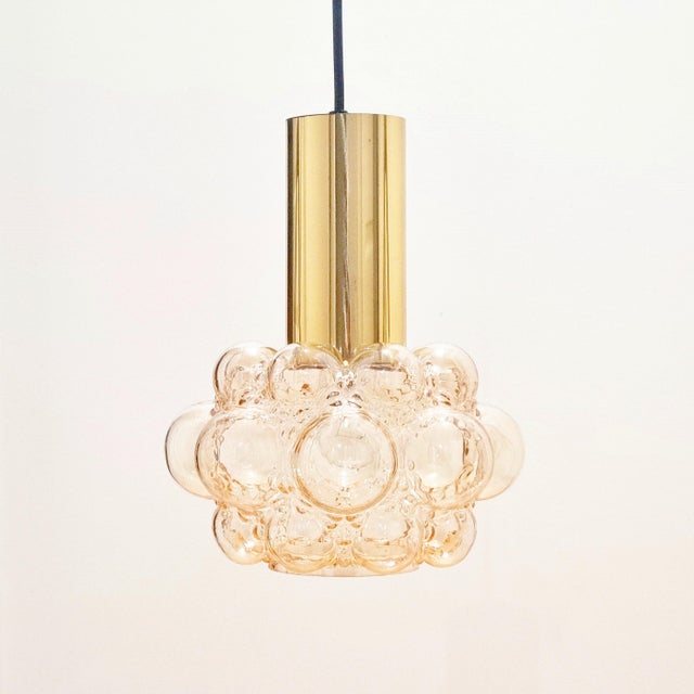 Mid-Century Modern Mid-Century Modern Amber Bubble Glass Pendant by Helena Tynell for Limburg, 1960s For Sale - Image 3 of 10