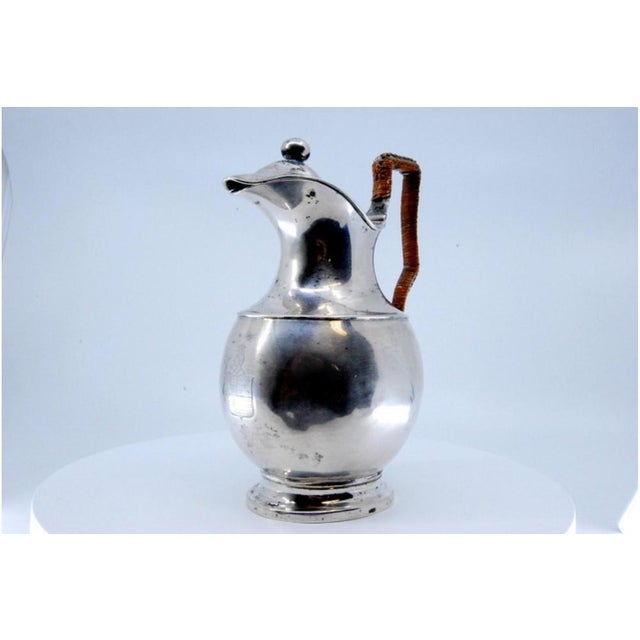 Silver Milk Jug with Straw Handle, Knob on the Lid and Circular Base For Sale - Image 4 of 9