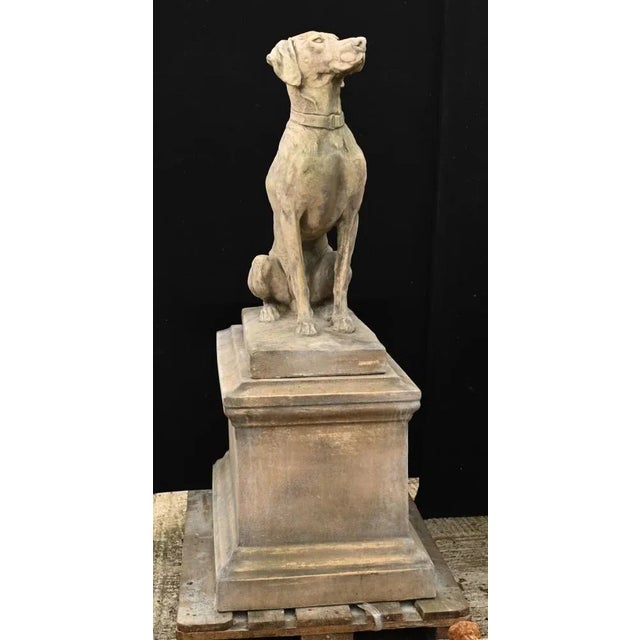 Gorgeous pair of large hound gatekeeper statues Perfect left and right and they both sit on the large classically inspired...