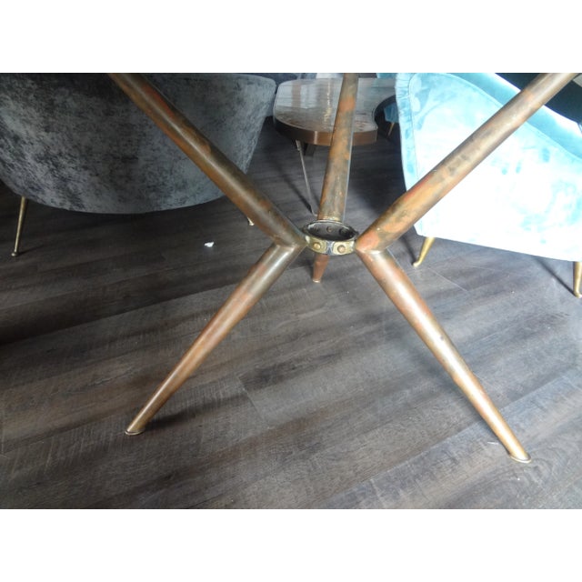 Brass 1950s Italian Modern Brass Tripod Table With Glass Top For Sale - Image 8 of 9
