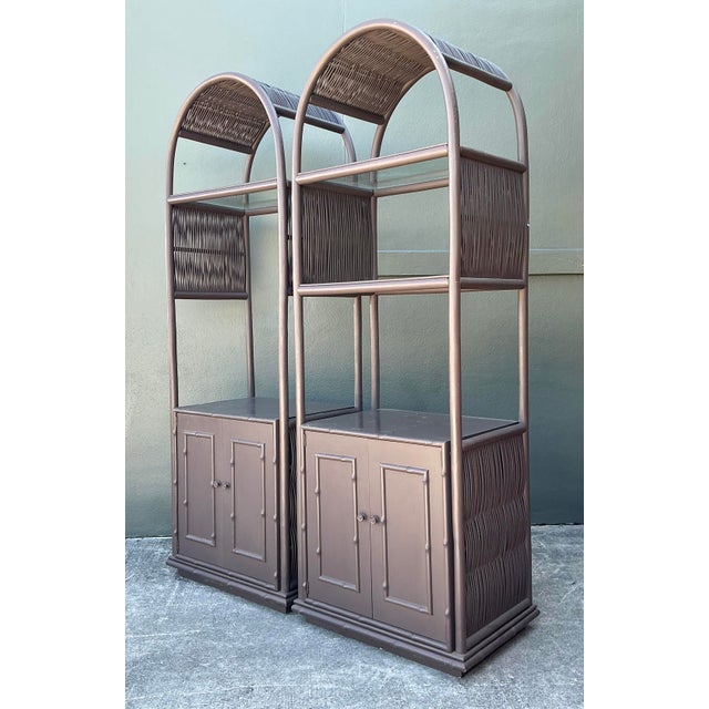 Vintage Arched Rattan Etagere - A Pair For Sale In West Palm - Image 6 of 12