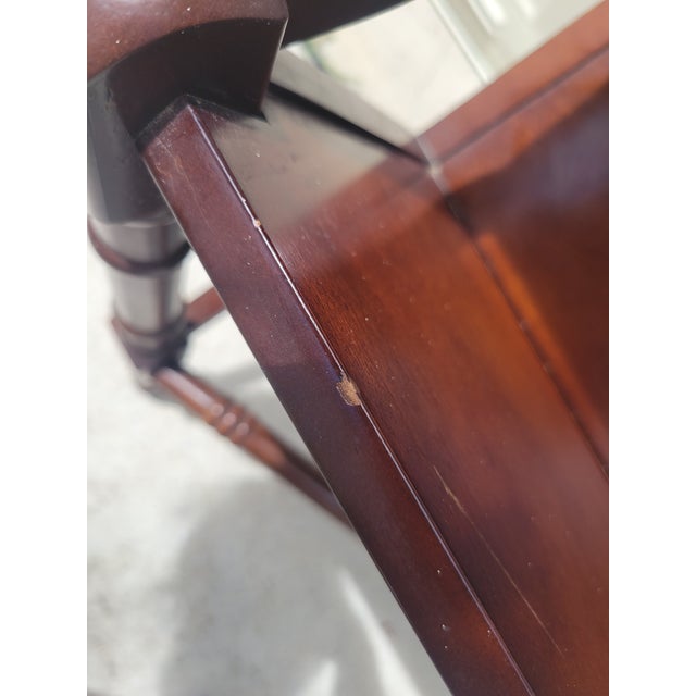 Auburn ​Pair of Vintage Mahogany Faux Bamboo Wood Magazine Rack End Tables / Canterburys- A Pair For Sale - Image 8 of 8